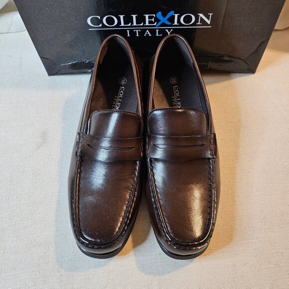 Collexion Italy Men's Brown Dress Loafers - Size 38 / US 7.5 - Picture 3 of 7